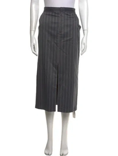Pre-owned L'agence Striped Midi Length Skirt In Gray