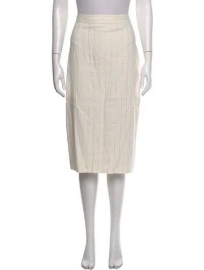 Pre-owned L'agence Striped Midi Length Skirt In Neutral
