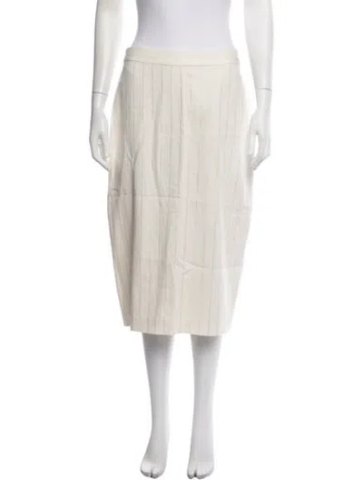 Pre-owned L'agence Striped Midi Length Skirt W/ Tags In White
