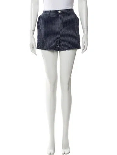 Pre-owned L'agence Striped Mini Shorts In Blue