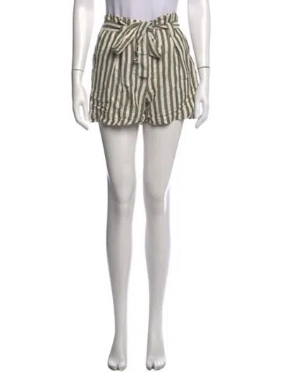 Pre-owned L'agence Striped Mini Shorts In Green