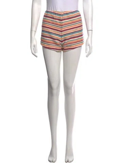 Pre-owned L'agence Striped Mini Shorts W/ Tags In White