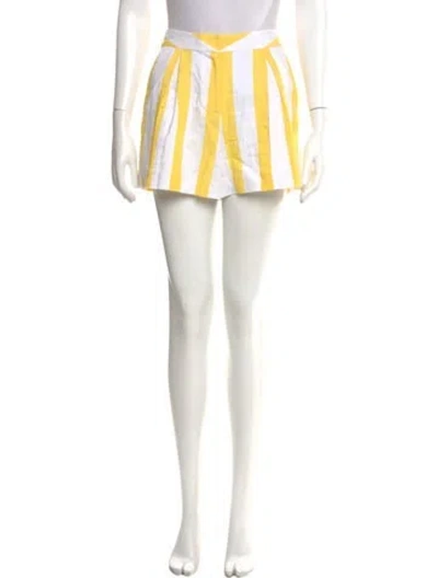Pre-owned L'agence Striped Mini Shorts In Yellow