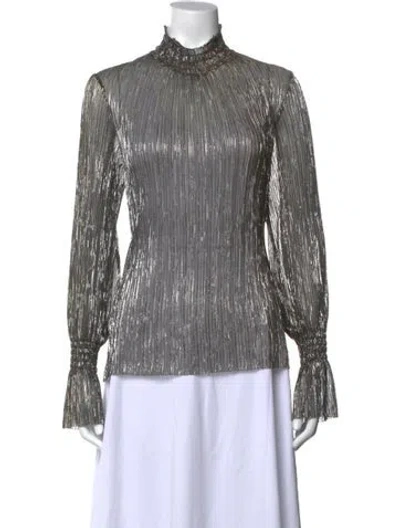 Pre-owned L'agence Striped Mock Neck Blouse