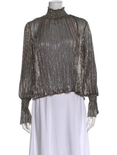 Pre-owned L'agence Striped Mock Neck Blouse In Multi