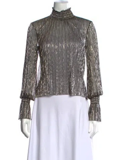 Pre-owned L'agence Striped Mock Neck Blouse In Multicolor