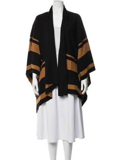 Pre-owned L'agence Striped Open Front Sweater In Black