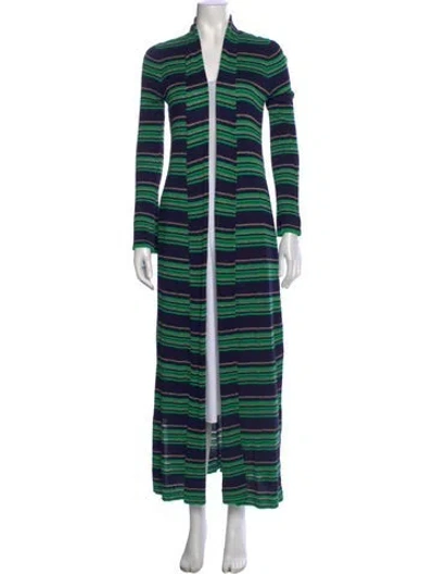 Pre-owned L'agence Striped Open Front Sweater In Blue