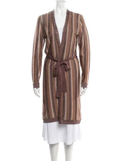 Pre-owned L'agence Striped Open Front Sweater In Brown