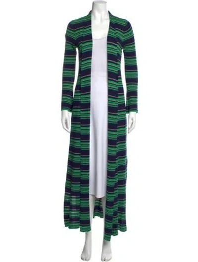 Pre-owned L'agence Striped Open Front Sweater In Green