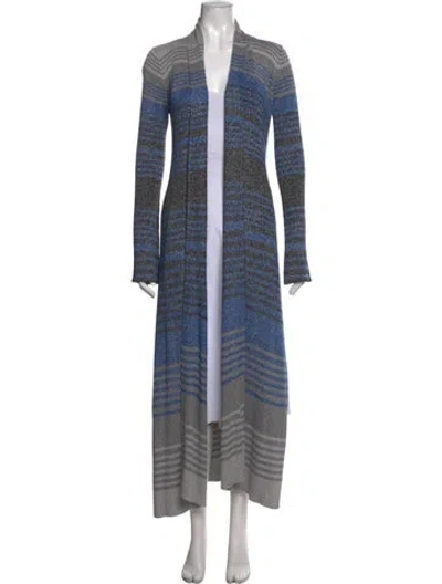 Pre-owned L'agence Striped Open Front Sweater In Grey/metallic