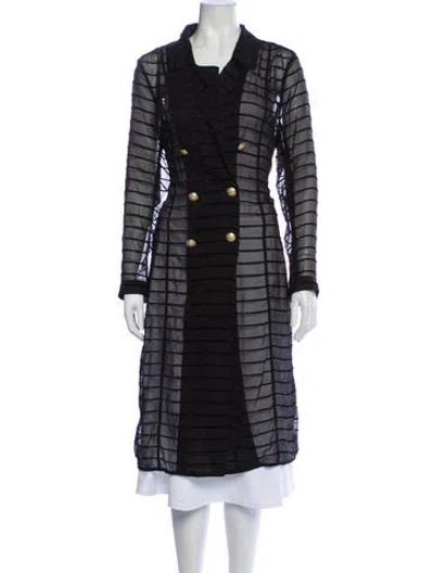 Pre-owned L'agence Striped Peacoat In Black