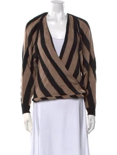 Pre-owned L'agence Striped Plunge Neckline Sweater W/ Tags