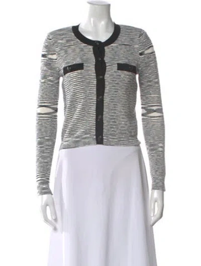 Pre-owned L'agence Striped Scoop Neck Sweater In Black