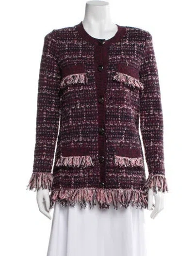 Pre-owned L'agence Striped Scoop Neck Sweater In Burgundy