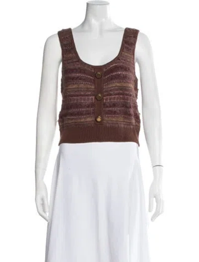 Pre-owned L'agence Striped Scoop Neck Sweater W/ Tags In Brown
