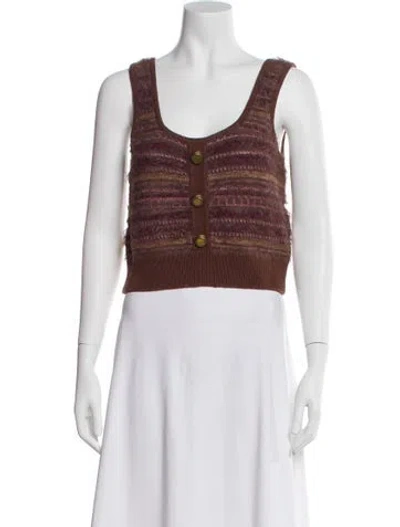 Pre-owned L'agence Striped Scoop Neck Top In Brown