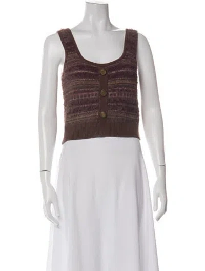 Pre-owned L'agence Striped Scoop Neck Top W/ Tags In Brown
