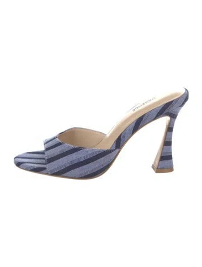 Pre-owned L'agence Striped Slides In Blue