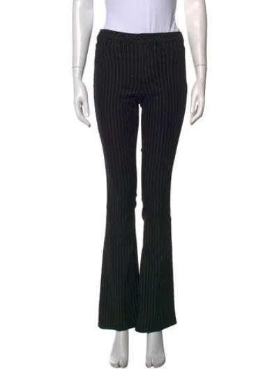 Pre-owned L'agence Striped Straight Leg Pants In Black/metallic