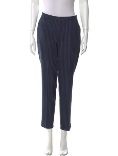 Pre-owned L'agence Striped Straight Leg Pants In Blue