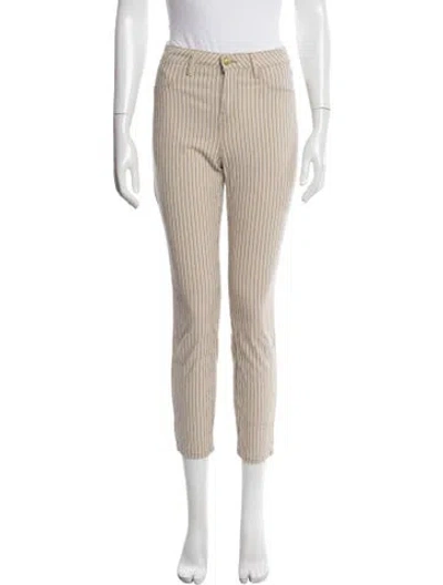 Pre-owned L'agence Striped Straight Leg Pants In Neutral