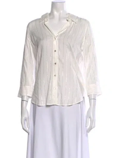 Pre-owned L'agence Striped Three-quarter Sleeve Blouse In Neutral