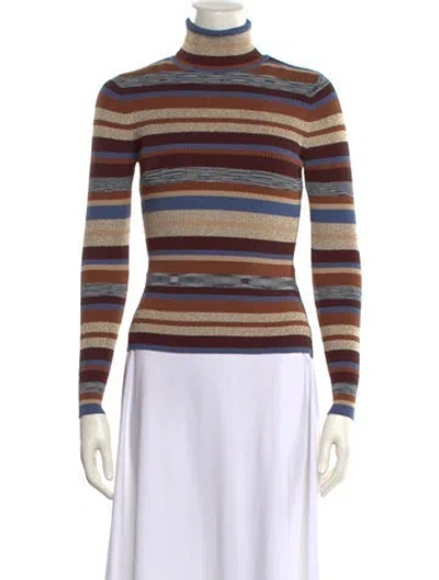 Pre-owned L'agence Striped Turtleneck Sweater