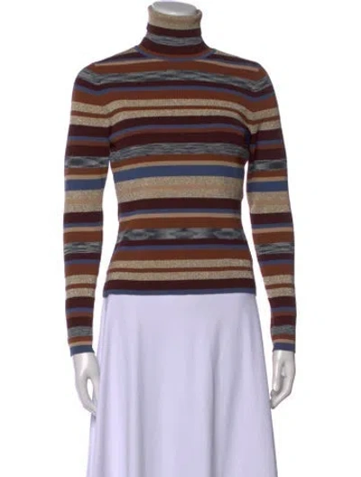 Pre-owned L'agence Striped Turtleneck Sweater In Multi