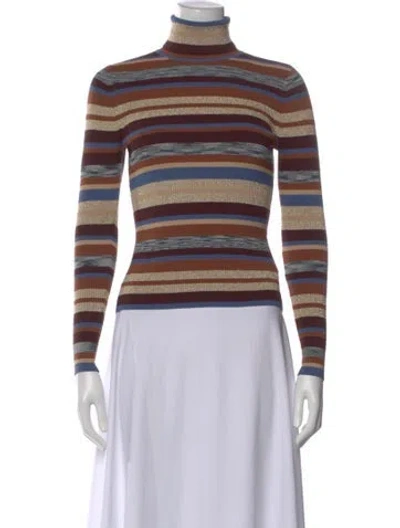 Pre-owned L'agence Striped Turtleneck Top In Multi