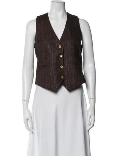 Pre-owned L'agence Striped Vest W/ Tags In Brown