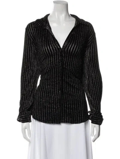 Pre-owned L'agence Striped V-neck Blouse In Multi