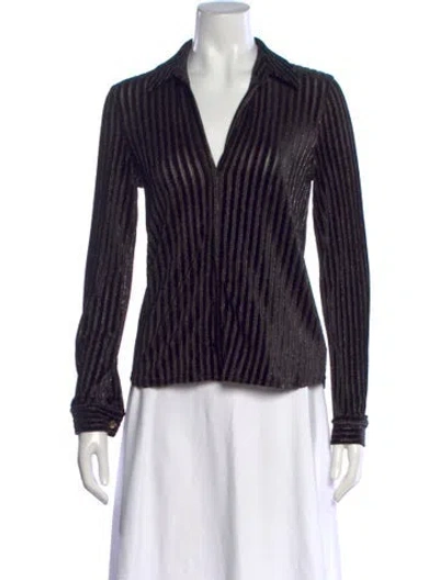 Pre-owned L'agence Striped V-neck Blouse In Multi