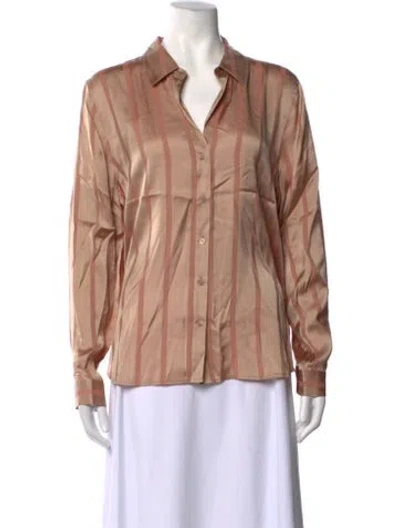 Pre-owned L'agence Striped V-neck Blouse W/ Tags In Pink