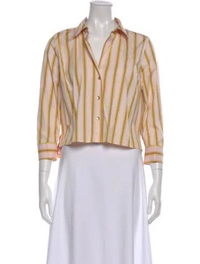 Pre-owned L'agence Striped V-neck Button-up Top In Multi