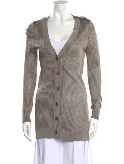 Pre-owned L'agence Striped V-neck Sweater