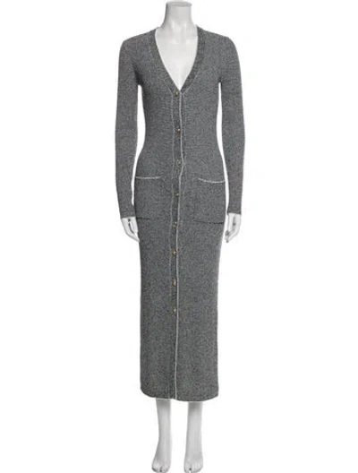 Pre-owned L'agence Striped V-neck Sweater In Black