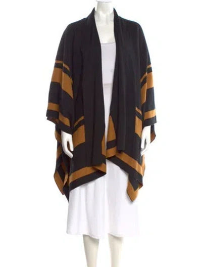 Pre-owned L'agence Striped V-neck Sweater In Black