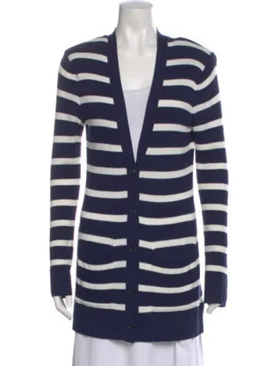 Pre-owned L'agence Striped V-neck Sweater In Blue