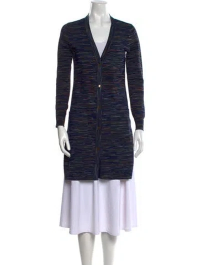 Pre-owned L'agence Striped V-neck Sweater In Blue