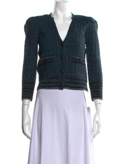 Pre-owned L'agence Striped V-neck Sweater In Blue