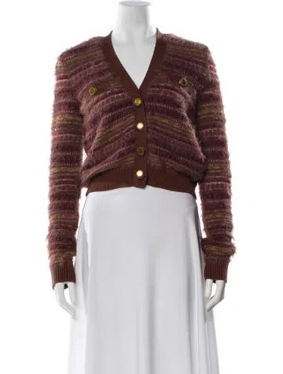 Pre-owned L'agence Striped V-neck Sweater In Brown