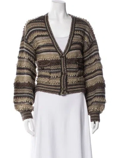 Pre-owned L'agence Striped V-neck Sweater In Gray