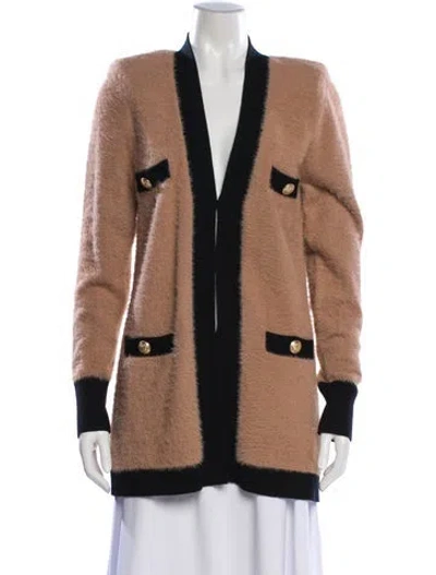 Pre-owned L'agence Striped V-neck Sweater In Neutral