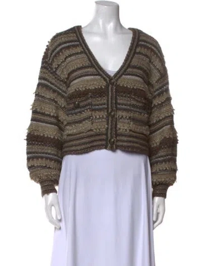 Pre-owned L'agence Striped V-neck Sweater In Neutral