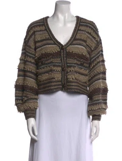 Pre-owned L'agence Striped V-neck Sweater In Neutral
