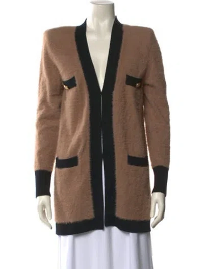 Pre-owned L'agence Striped V-neck Sweater In Neutral