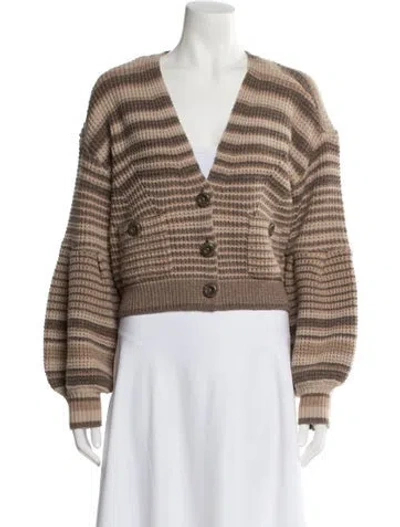 Pre-owned L'agence Striped V-neck Sweater In Neutral