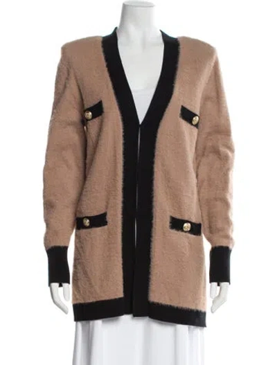 Pre-owned L'agence Striped V-neck Sweater In Neutral