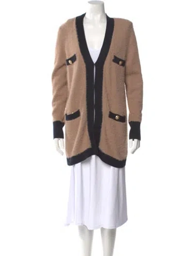 Pre-owned L'agence Striped V-neck Sweater In Neutral